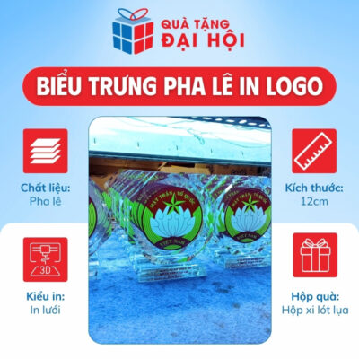 Biểu Trưng Pha Lê Bát Giác Quà Tặng Đại Hội Mặt Trận Tổ Quốc DH-BTPL03