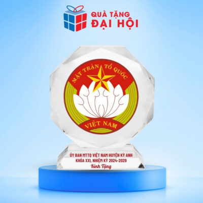 Biểu Trưng Pha Lê Bát Giác Quà Tặng Đại Hội Mặt Trận Tổ Quốc DH-BTPL03