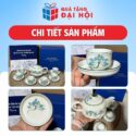 Bộ Trà Dáng Vuông Vẽ Sen Xanh Quà Tặng Đại Hội Đại Biểu Hội LHPN DH-AC10
