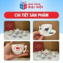 Bộ Ấm Trà Kẻ Miệng Vàng Vẽ Hoa Sen Quà Tặng Đại Hội Đảng Cấp Xã DH-AC08