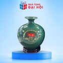 Bình Hút Lộc Men Xanh Vẽ Vàng Kim Thuận Buồm Xuôi Gió Quà Tặng Đại Hội Đảng DH-BHL06