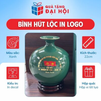 Bình Hút Lộc Men Xanh Vẽ Vàng Kim Thuận Buồm Xuôi Gió Quà Tặng Đại Hội Đảng DH-BHL06