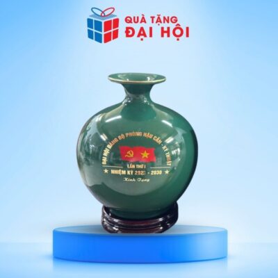 Bình Hút Lộc Men Xanh Vẽ Vàng Kim Thuận Buồm Xuôi Gió Quà Tặng Đại Hội Đảng DH-BHL06