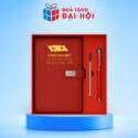 Bộ Giftset Gồm Sổ Da Dán Gáy Và Bút Kim Loại Quà Tặng Đại Hội Đảng DH-GS08
