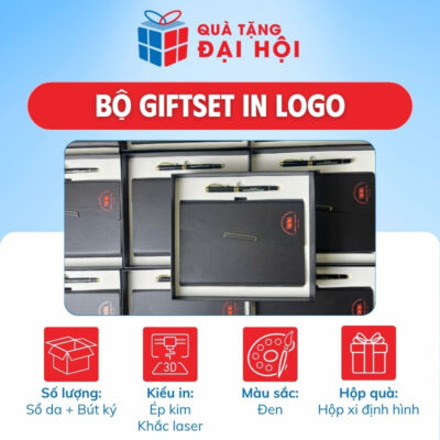 Bộ Quà Tặng 2 Món Sổ Da Và Bút Ký Quà Tặng Đại Hội Đảng DH-GS06