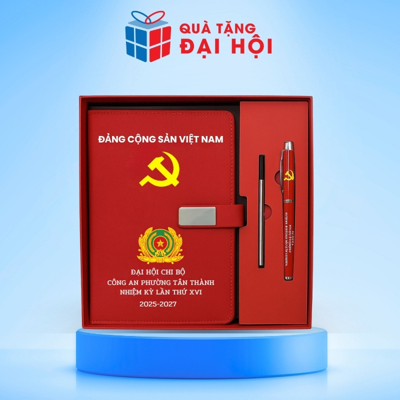Bộ Giftset Full Bộ Sổ Bút Hộp Túi Cùng Màu Quà Tặng Đại Biểu Đại Hội Chi Bộ DH-GS07