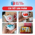 Bộ Ấm Chén Bưởi Lửa Kẻ Viền Vàng Kim Quà Tặng Đại Hội Đảng Bộ SH-AC09