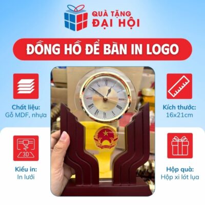 Đồng Hồ Để Bàn Đế Gỗ Quà Tặng Đại Hội Hội Đồng Nhân Dân DH-DHDB03