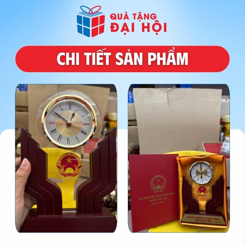 Đồng Hồ Để Bàn Đế Gỗ Quà Tặng Đại Hội Hội Đồng Nhân Dân DH-DHDB03