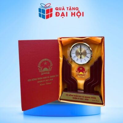 Đồng Hồ Để Bàn Đế Gỗ Quà Tặng Đại Hội Hội Đồng Nhân Dân DH-DHDB03