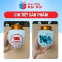 Hũ Đựng Trà Vẽ Sen Xanh Quà Tặng Đại Hội Đảng Bộ DH-HDT04