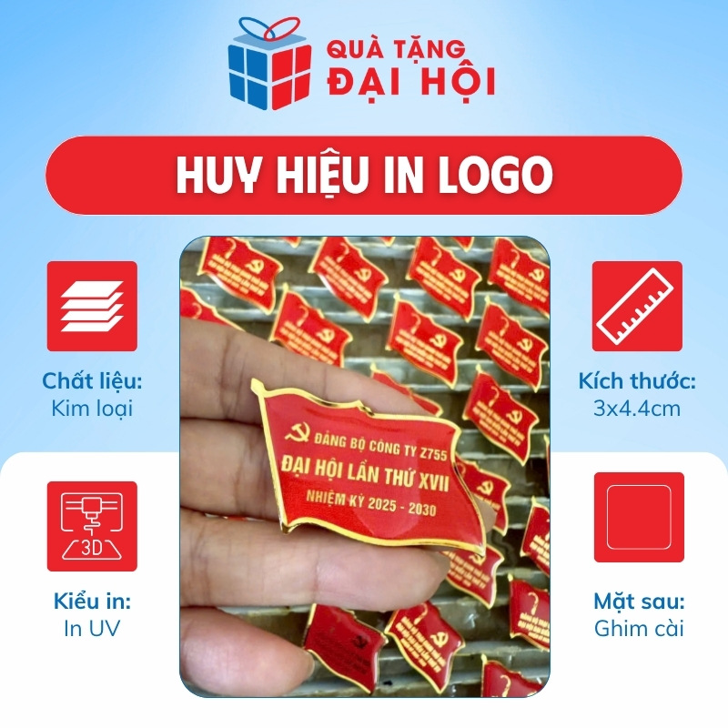 Huy Hiệu Kim Loại Cài Áo Quà Tặng Đại Hội Đảng DH-PK05
