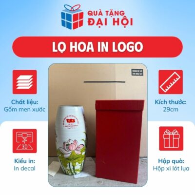 Lọ Hoa Men Xước Vẽ Sen Hồng Quà Tặng Đại Biểu Đại Hội Đảng DH-LH12