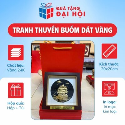 Tranh Dát Vàng Họa Tiết Thuận Buồm Xuôi Gió Quà Tặng Lãnh Đạo Cấp Cao DH-QDV03