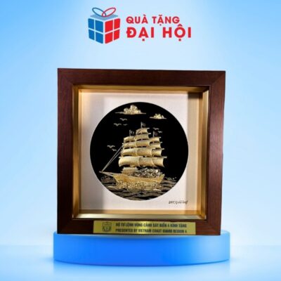 Tranh Dát Vàng Họa Tiết Thuận Buồm Xuôi Gió Quà Tặng Lãnh Đạo Cấp Cao DH-QDV03